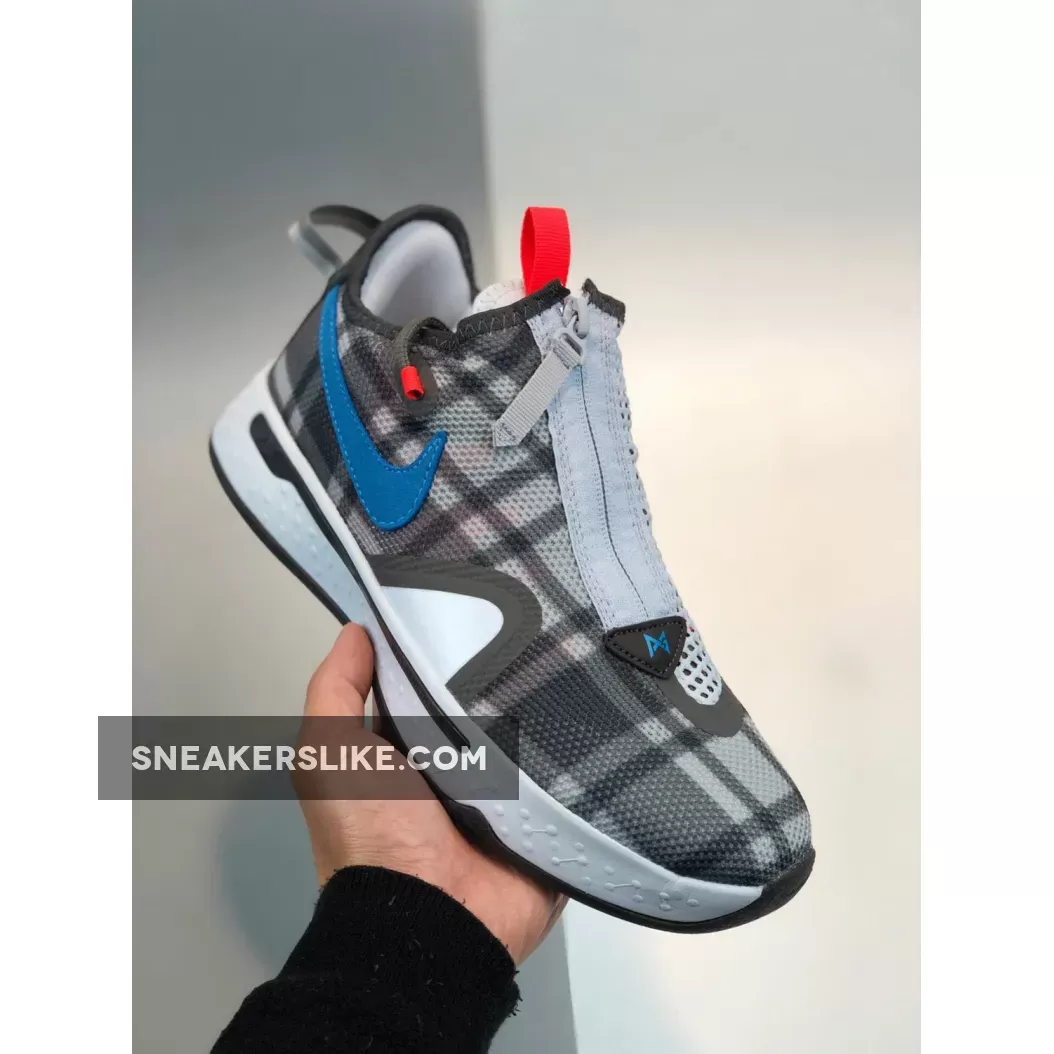 Nike PG 4 'Plaid' Football Grey/Laser Blue-Light Smoke Grey Pg 4 Grey