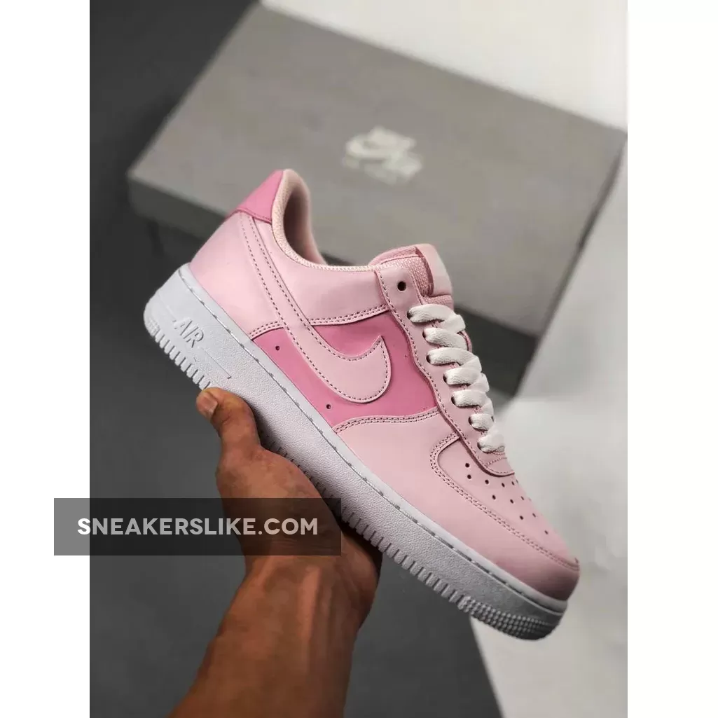 Grade School Size Nike Air Force 1 Low Pink Foam/White-Pink Rise / foam pink air force 1