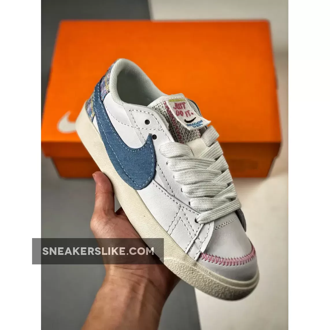 77 Denim Nike Blazer Low Jumbo Denim Swoosh FJ7741-141