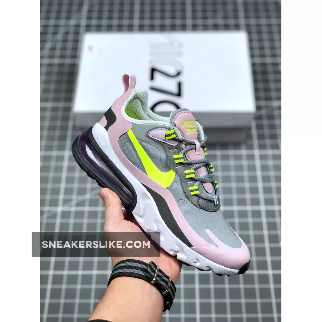 Nike Air Max 270 React GS Particle Grey/Lemon Venom BQ0103-010 Outlet