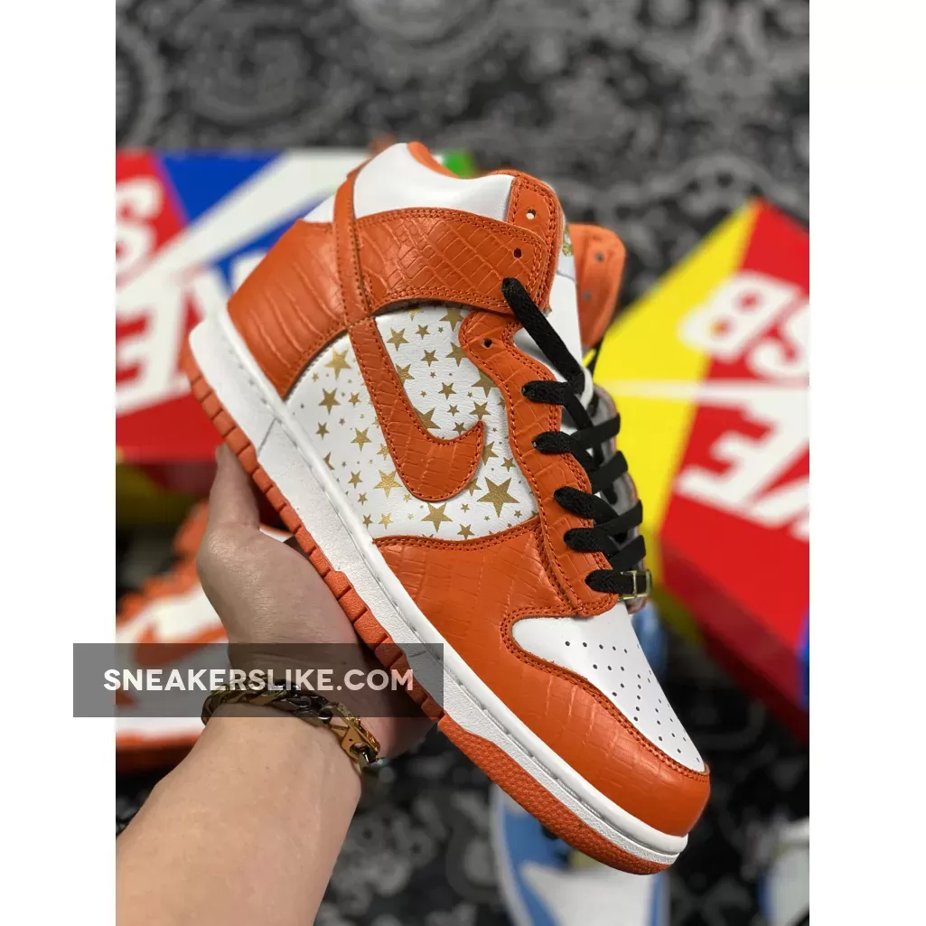 Supreme X Nike SB Dunk High Pro 'Orange Stars' 307385-181 Outlet