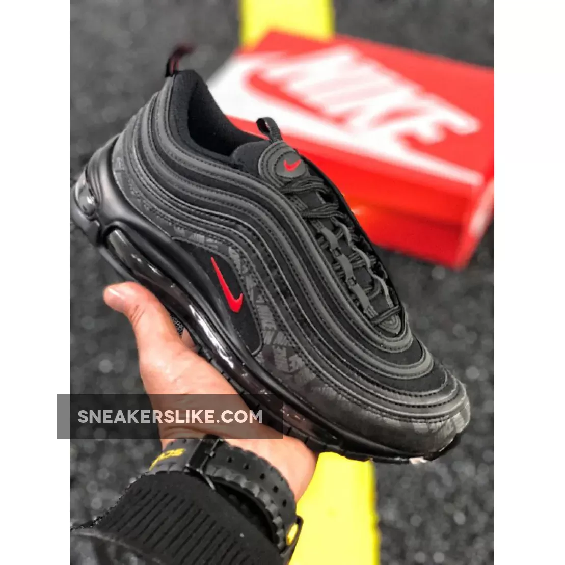 Nike Air Max 97 'Reflective Logo' Black/University Red/Black / air max 97 red and black