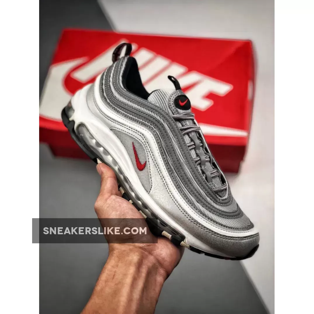 Nike Air Max 97 OG 'Silver Bullet' Metallic Silver/Varsity Red #air max 97 goat