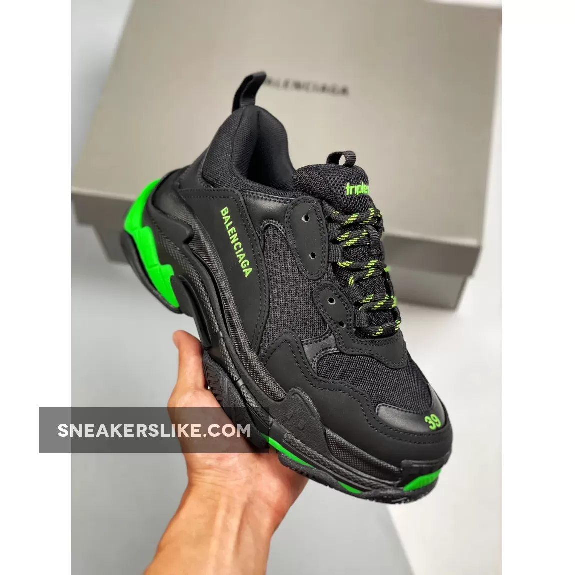 Balenciaga Triple S Black Green #balenciaga triple black