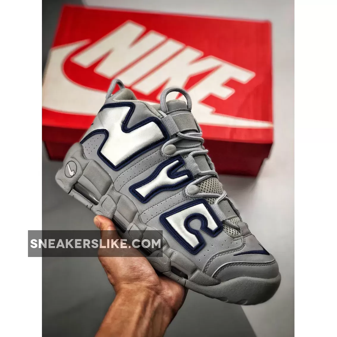 Nike Air More Uptempo QS 'NYC' Wolf Grey/White-Midnight Navy air more uptempo nyc