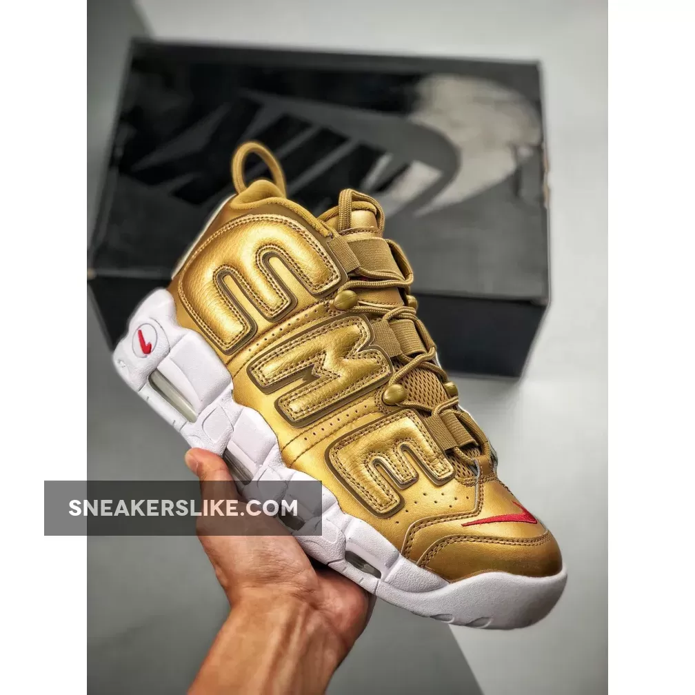 Supreme x Nike Air More Uptempo Metallic Gold/White Gold Supreme Uptempo