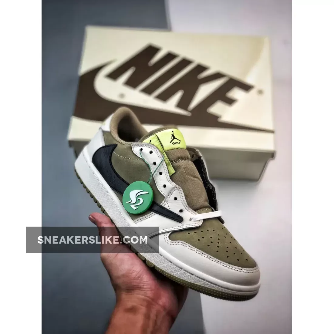 Travis Scott x Air Jordan 1 Low Golf Neutral Olive/Black-Sail - Travis Scott Jordan 1 Low Golf