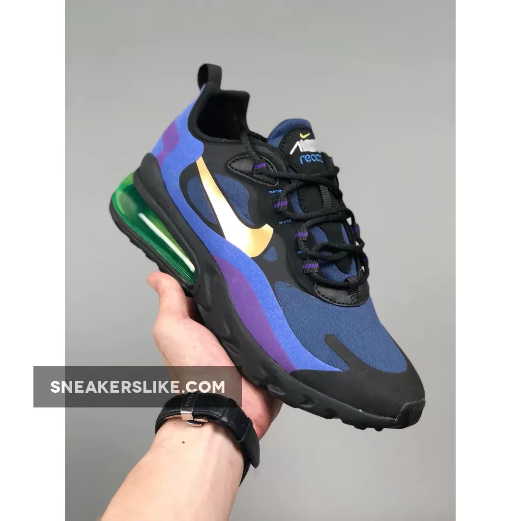 Nike Air Max 270 React Heavy Metal AO4971-005 black and blue 270 air max