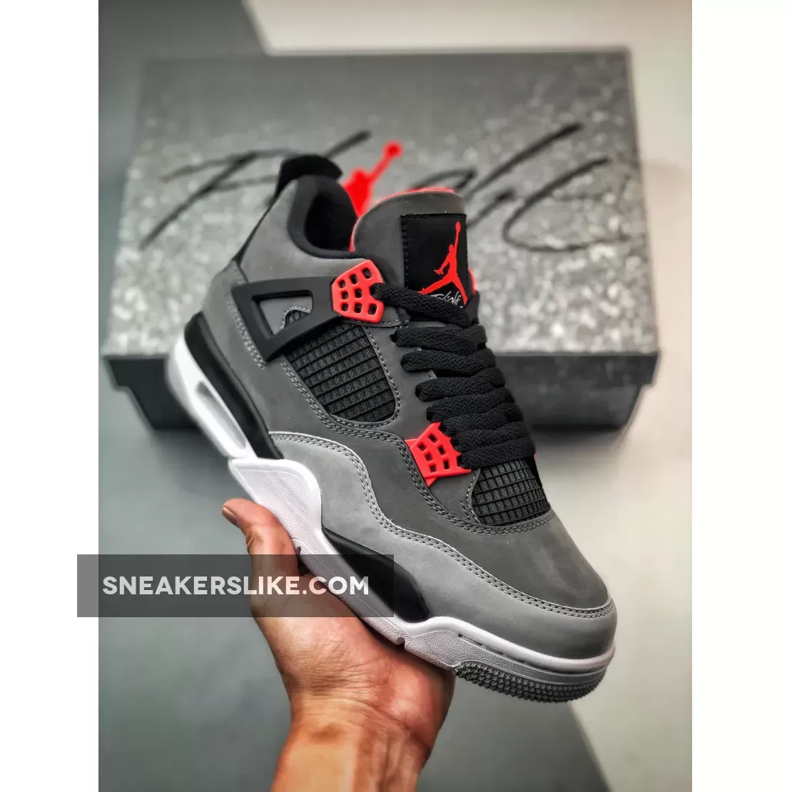 Air Jordan 4 Infrared Dark Grey/Infrared 23-Black-Cement Grey AJ4 - retro 4 grey infrared