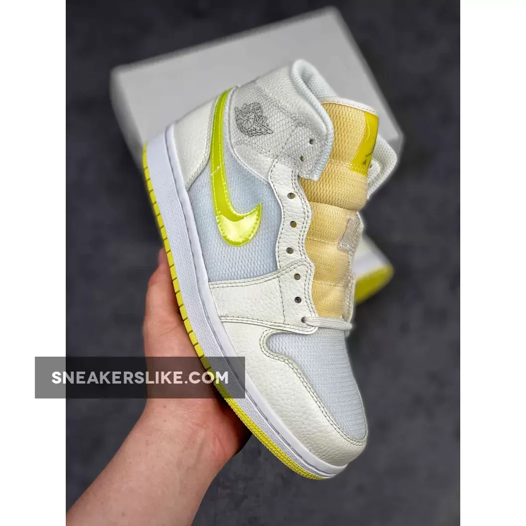 Air Jordan 1 Mid SE Sail/Light Voltage Yellow-White #air jordan 1 light yellow