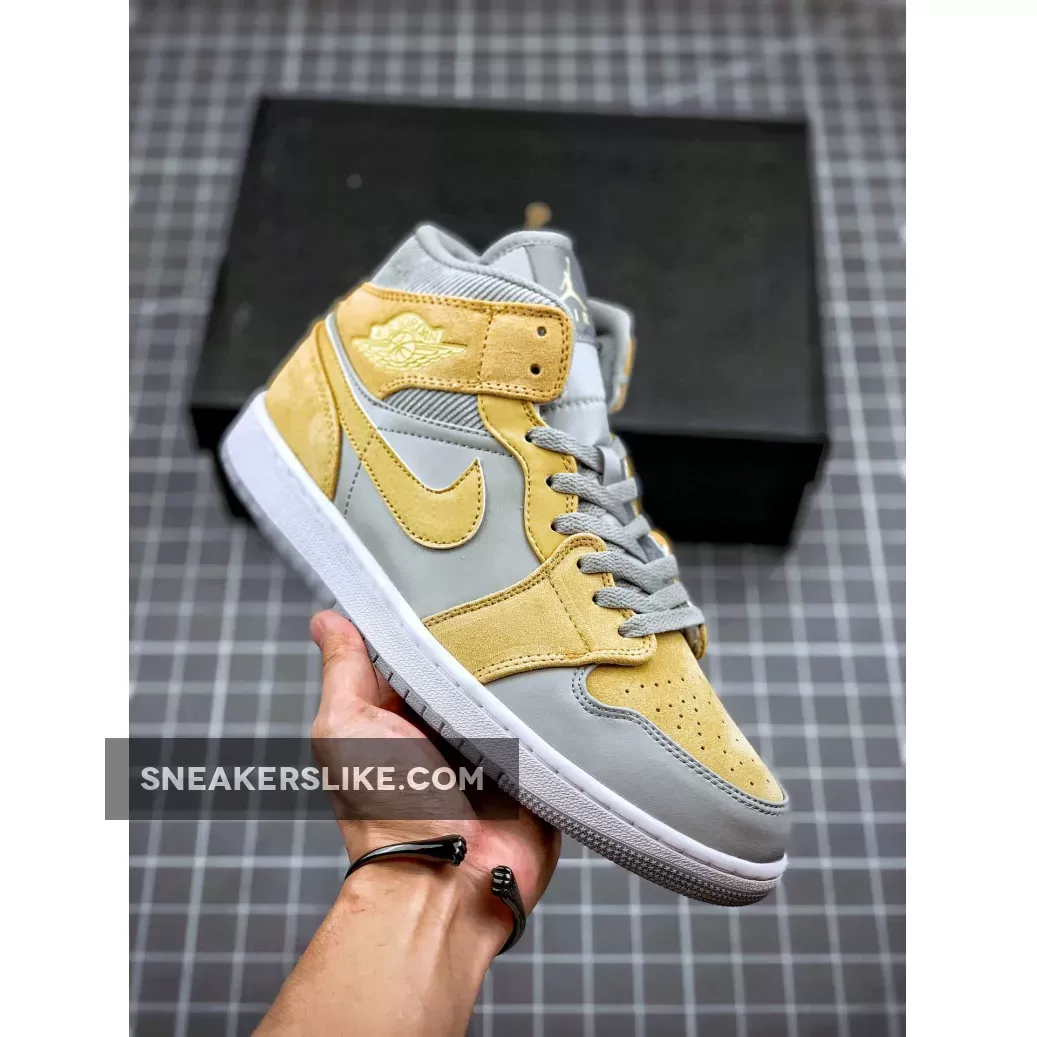 Air Jordan 1 Mid Grey Fog/Lemon Wash DA4666-001 #jordan 1 bone grey