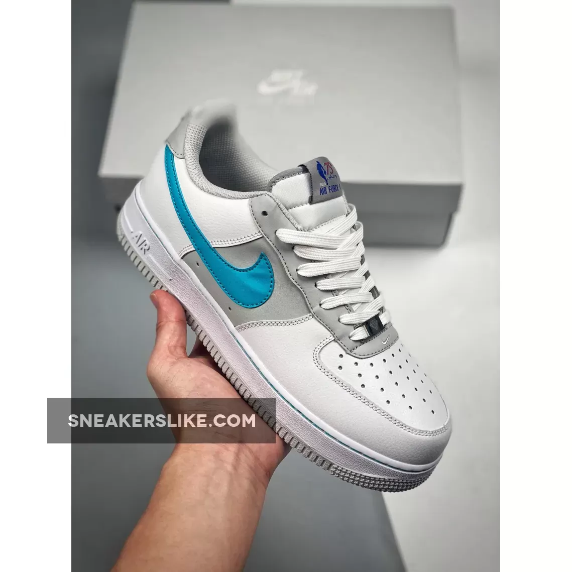 NBA x Nike Air Force 1 Low 'Fiesta' White/Grey Fog/Sundial/Blue #air force 1 fiesta