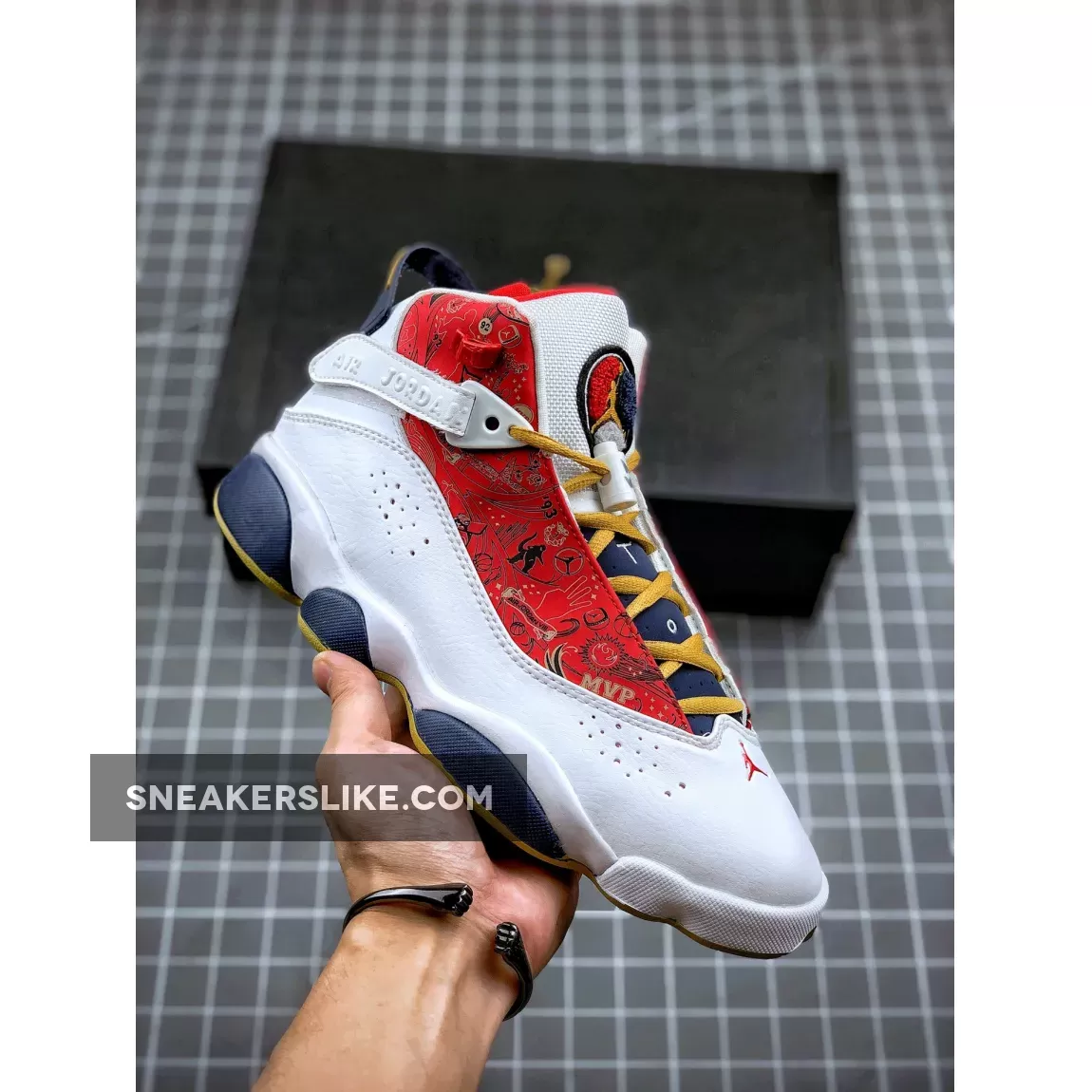 Jordan 6 Rings 'Championship' White/Wheat-Varsity Red-Midnight Navy #air jordan 6 retro white midnight navy varsity red