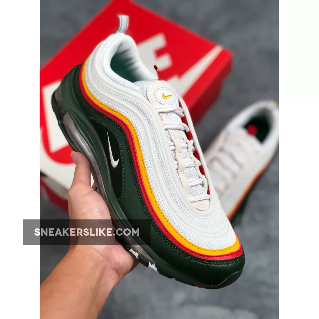 Nike Air Max 97 SE White/Dynamic Yellow-Evergreen / nike air max 97 evergreen