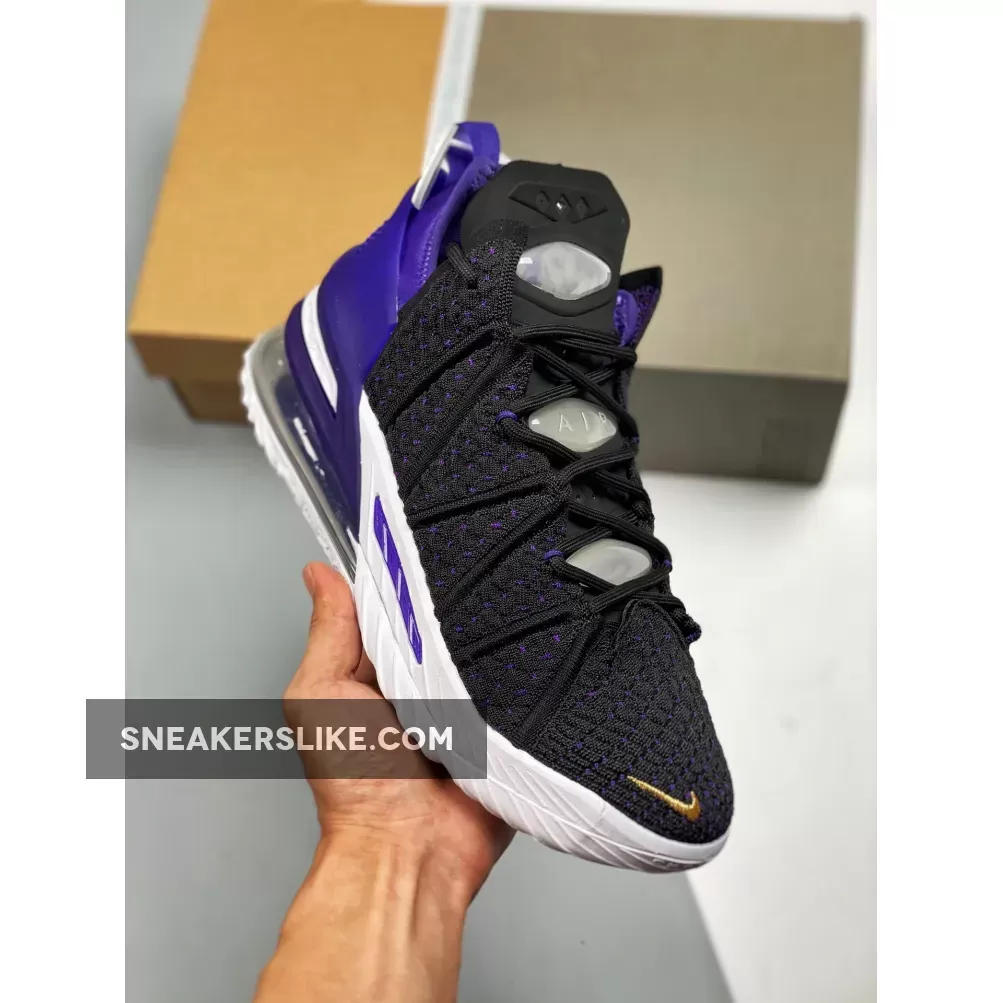 Nike LeBron 18 'Lakers' Black/Metallic Gold-Court Purple-White CQ9283-004 / purple and gold lebrons