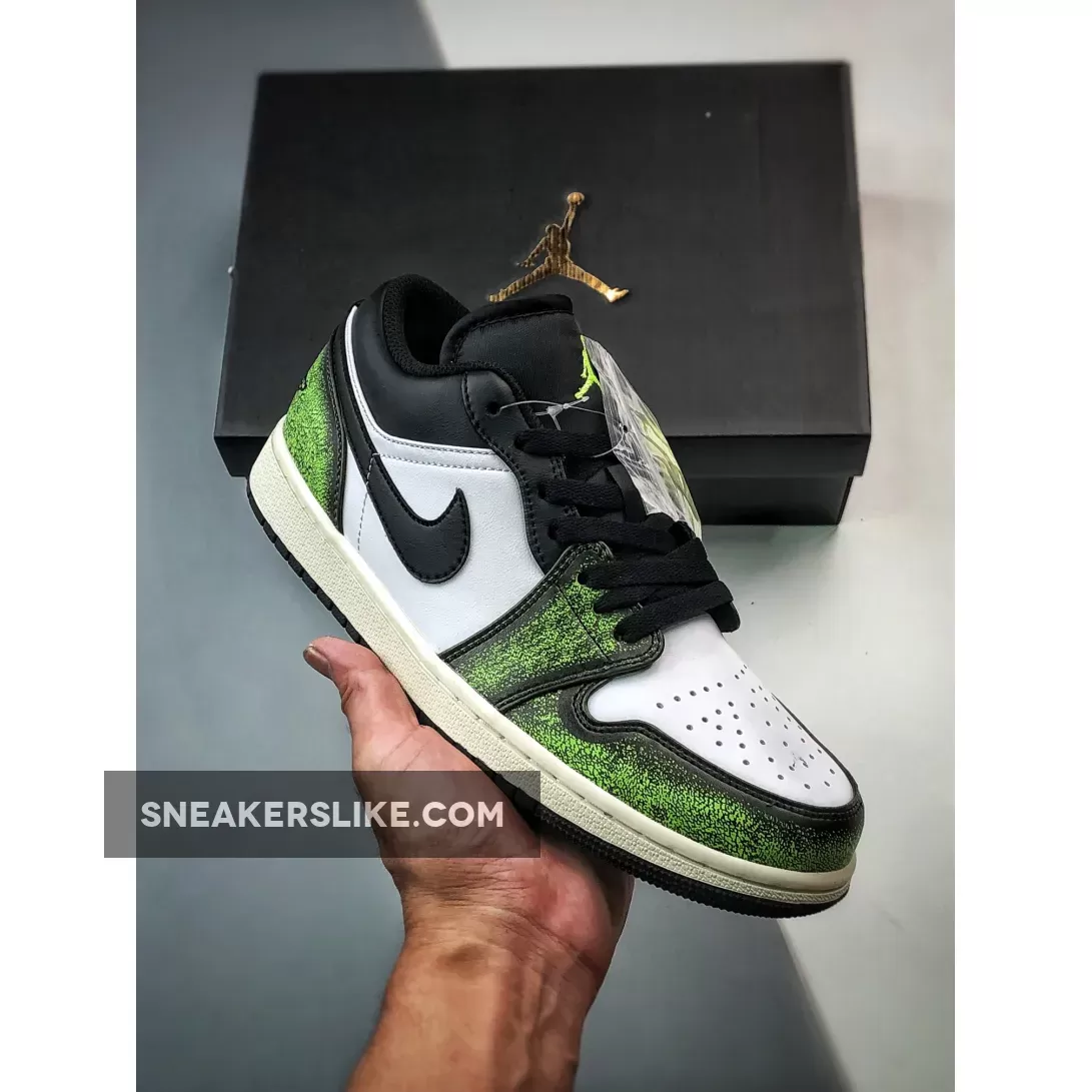 Air Jordan 1 Low Wear Away Black Green DN3705-003 Black Green And White Jordan 1