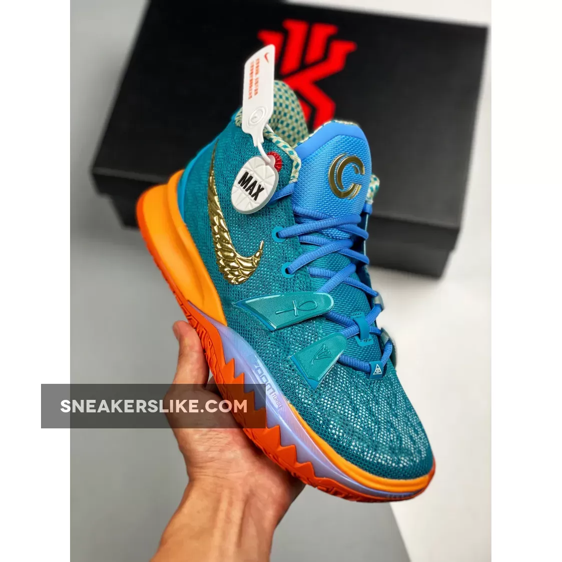 Concepts x Nike Kyrie 7 'Horus' Teal Blue/Light Blue-Orange-Metallic Gold light blue kyrie 7