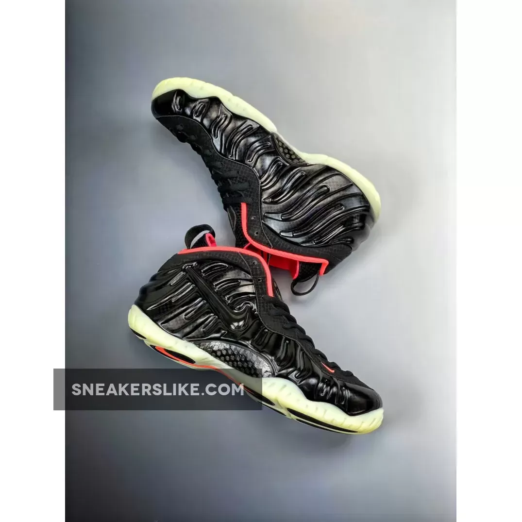 Nike Air Foamposite Pro Premium Black/Black-Laser Crimson #foamposite yeezy black