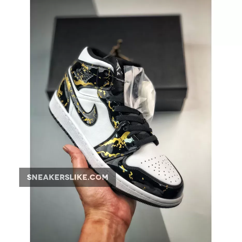 Air Jordan 1 Mid Black Gold White To Buy