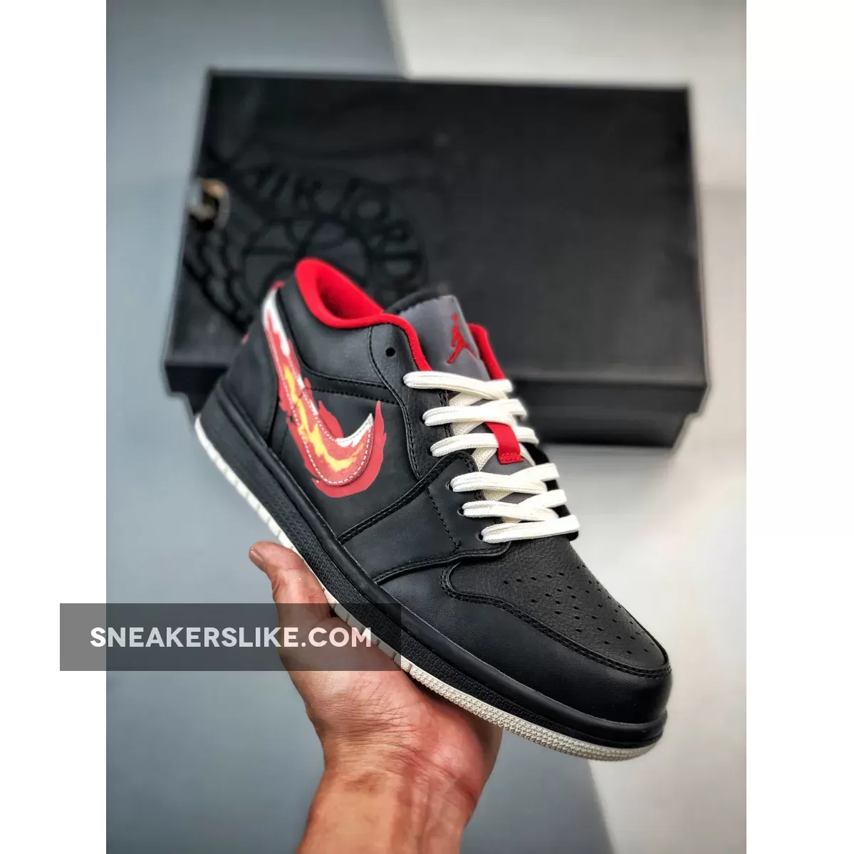 Air Jordan 1 Low 'Born To Fly' Black/Sail-White-Fitness Red FJ7073-010 Restock