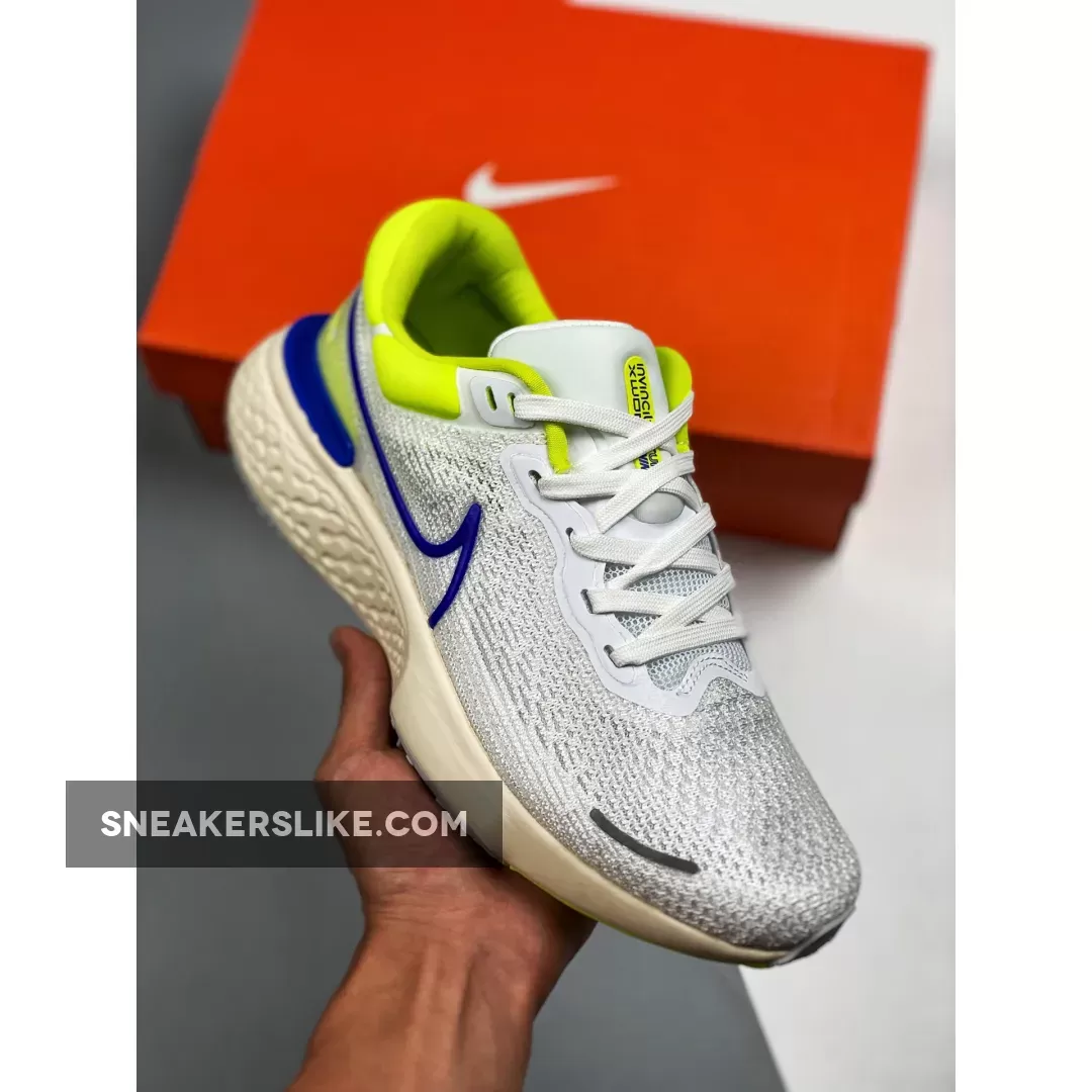 Nike ZoomX Invincible Run Flyknit White/Cyber/Grey Fog/Racer Blue #nike zoomx invincible run flyknit sale