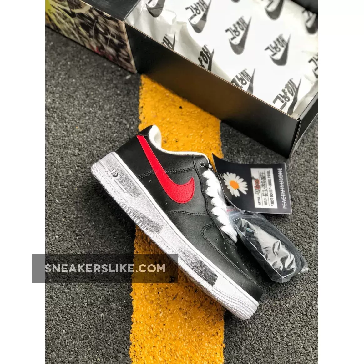 PEACEMINUSONE X Nike Air Force 1 Black/Sport Red-White Outlet