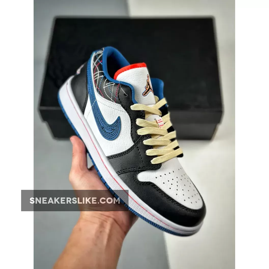 Air Jordan 1 Low White/Industrial Blue-Black-Siren Red FV3622-141