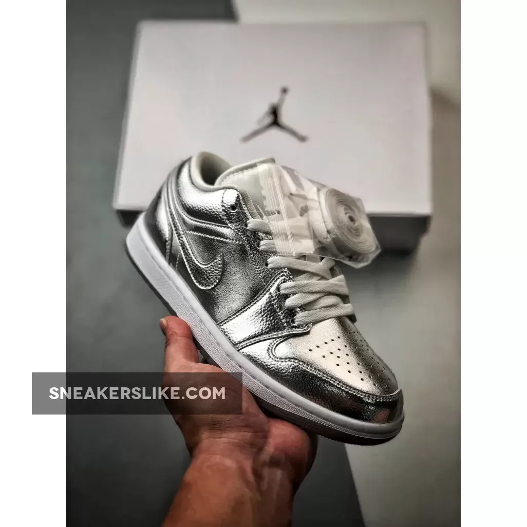 Air Jordan 1 Low Crinkled Silver Foil