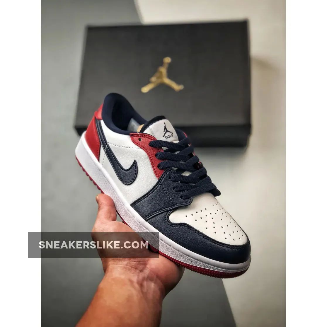 Air Jordan 1 Low Golf "USA" White/Obsidian-Varsity Red