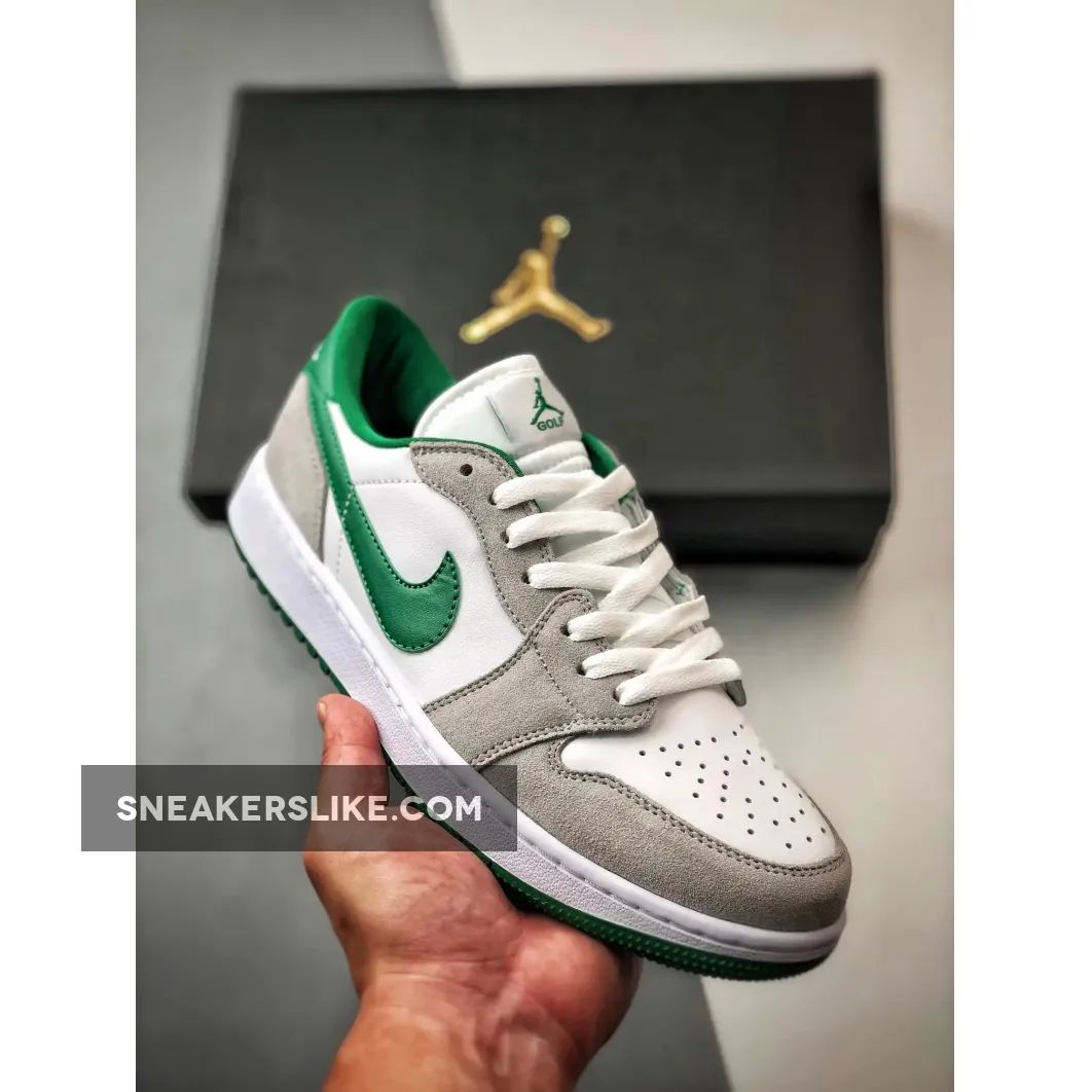 Air Jordan 1 Low Golf White/Pine Green-Light Smoke Grey