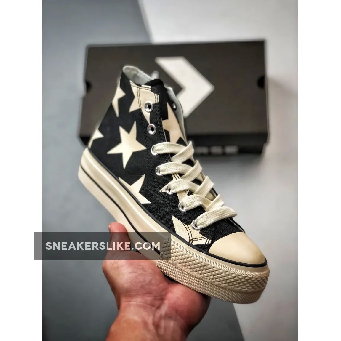 Converse Chuck Taylor All Star Lift Platform Large Stars Black/Natural Ivory/Egret