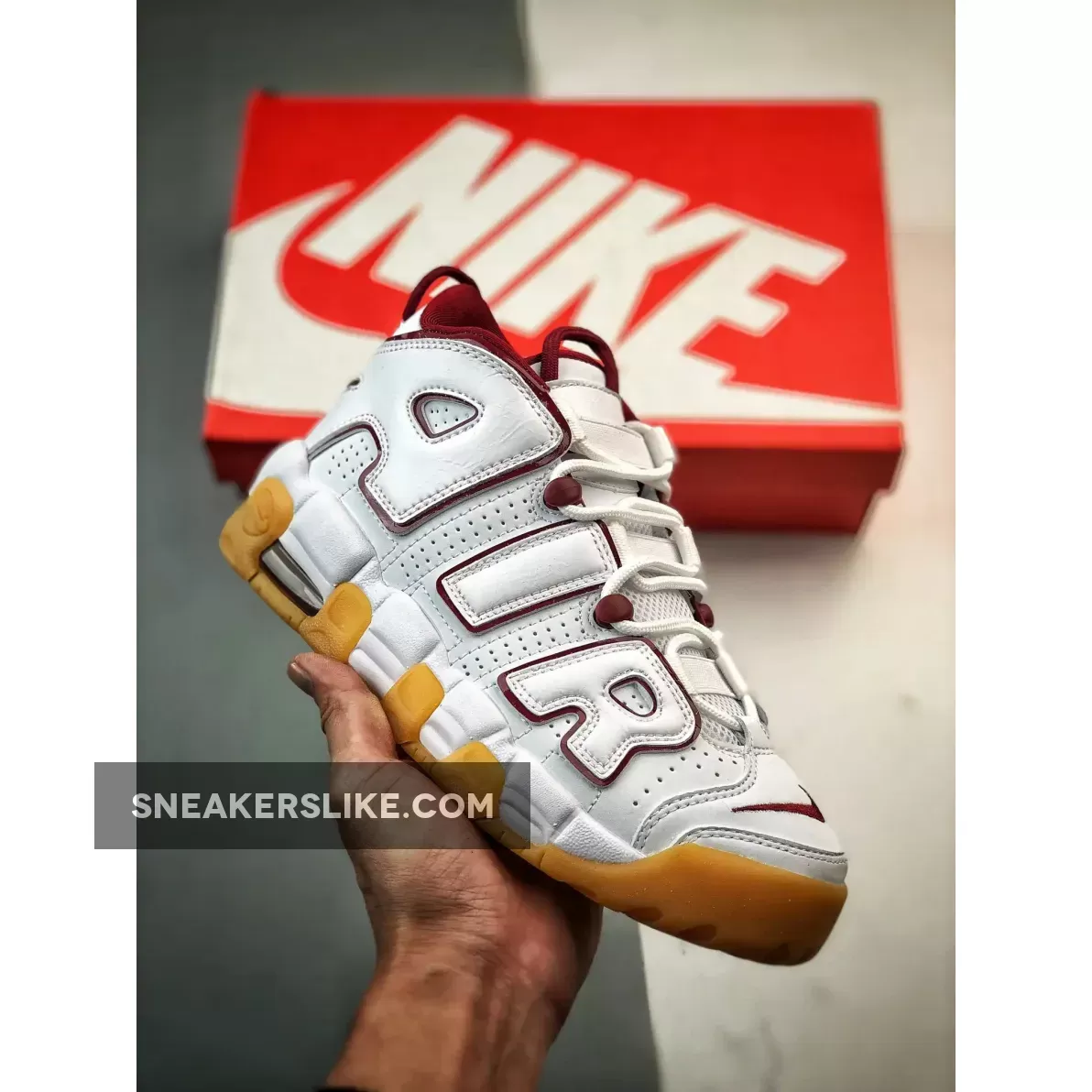 Nike Air More Uptempo White Team Red Gum